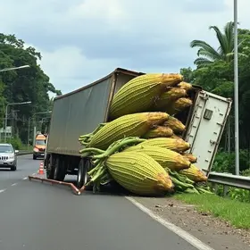 caminhão tomba na SP-270