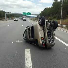 carro capota na rodovia SP-333