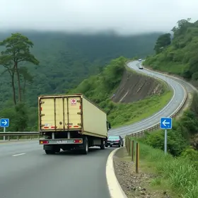 caminhão cai em ribanceira